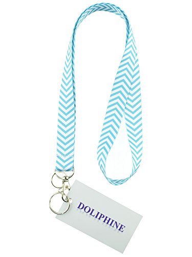 Polyester Fabric Chevron Necklace Keychain Lanyard With Two Keyring And Lobster Hook For Key/Id Holder/Usb (Aqua) #TOP26