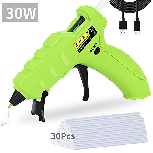 Cordless Hot Glue Gun,AONOKOY 30W USB Rechargeable Anti-Drip Mini Melt Glue Gun Kit