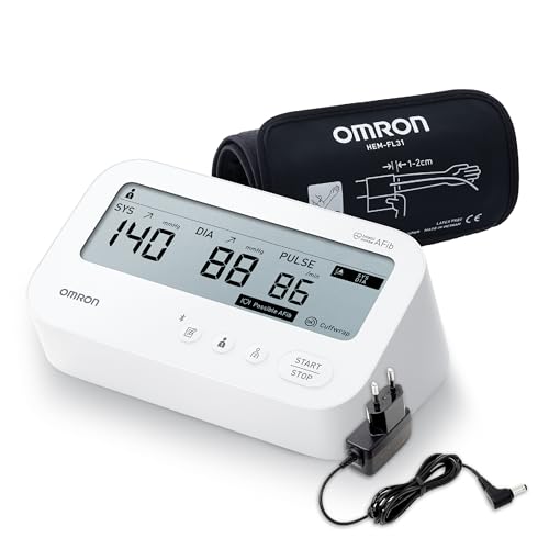Image of Omron HEM-7194T1-FLBIN Upper Arm Automatic Blood Pressure Monitor with AFib Detection, IntelliWrap 360 Accuracy Cuff, Large Display, AC Adapter included