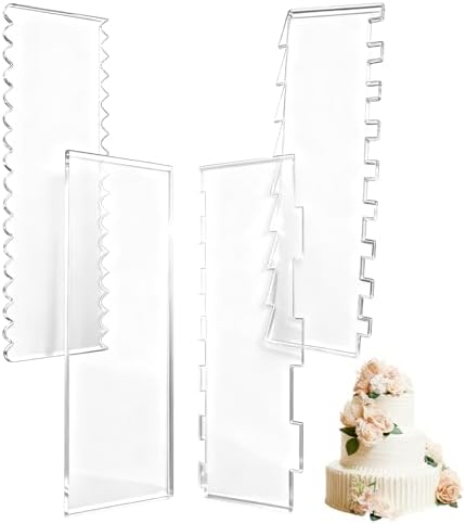 4 Pieces Acrylic Cake Scraper Set - Large Transparent Cake Smooth...