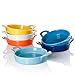 Sweese 507.002 Porcelain Ramekins, 5 Ounce Ramekins for Baking, Round Creme Brulee Dish with Double Handle - Set of 6, Hot Assorted Color