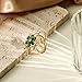 Aliyoham Adjustable 14k Gold Plated Flower Rings for Women, Green Cubic Zirconia Emerald Jewelry for Women