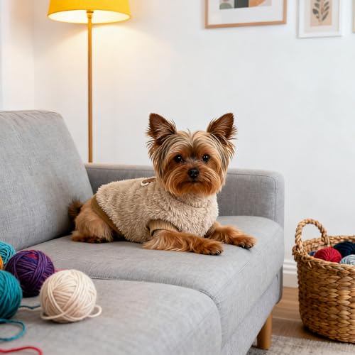 Haustier-Sherpa-Fleece-Pullover Winterjacke Welpen Yorkie Chihuahua Warme Herbst-Winterkleidung Weste Rollkragenpullover mit D-Ring Weiches Sweatshirt für Kleine Hunde Katzen (braun, S)
