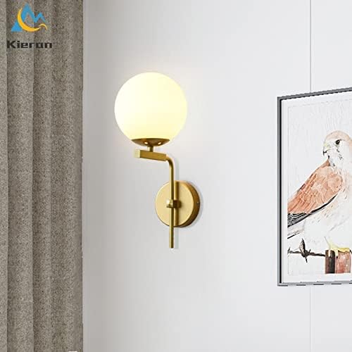 ガラスボールウォールランプシンプルな寝室のベッドサイドランプリビングルームの階段通路テレビの背景LEDウォールライト、モダンなウォー