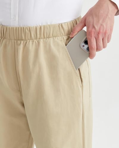 Zylioo Tall Men's Cotton Casual Pants Long Straight Leg Chino Joggers with Elastic Waist Pull-On Twill Pants Fits Over 6f4