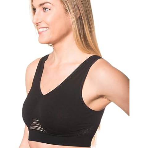 ComfortFinds Seamless Pullover Cooling Sports Bra – Ladies Wirefree Comfort Bra – 2 Pack (Large 40-42, Black) Cover