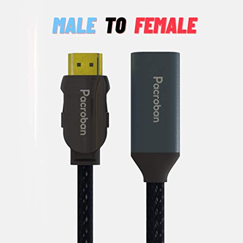 Pacorban Extension Cable (6Ft 1Pack) 8K Hdmi 2.1 Male To Female Hdmi Cable Ultra High Speed 8K 60Hz, 4K 120Hz, 3D Ultra Hdr 48Gbps, Earc Dolby Atmos Hdmi Extension #TOP4