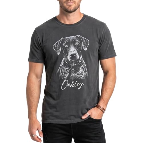 NAZENTI Personalized Dog Dad Shirt Custom Pet Portrait Shirt with Name Customizable Pets Photo Fathers Day T-Shirt for Men Best Dog Dad Ever T-Shirt Gifts for Fathers Day Birthday 05