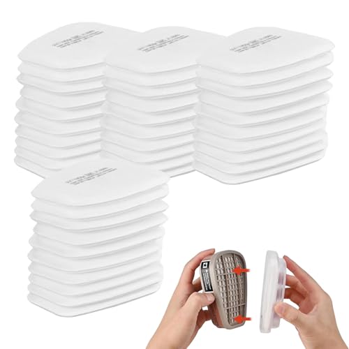40 Stück 3M Baumwollfilter Filters 6001 Filter für Atemschutzmaske 3m 5935 3mFilter Für 6100 6200 6300 7502 6800 usw für Handwerker Heimwerker Farbspritz