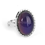 Vintage Retro 70s Oval Mood Ring Color Changeable Emotion Feeling Adjustable