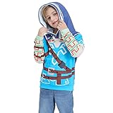 BEDJIMI 3D Print Hoodie for Kids Long Sleeve Hooded Sweatshirt Pullover Halloween Cosplay Costume for Boys Blue