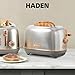 Haden Heritage 2 Slice Wide Slot Stainless Steel Toaster with Adjustable Browning Control & Non-Slip Feet, Steel & Copper