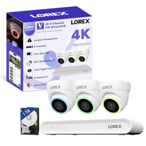 Lorex V-Series 8-Channel 4K NVR with 3 Dome Cameras