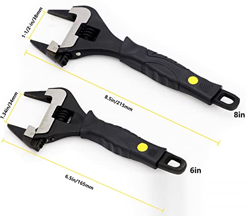 Image of Extra Slim Jaw 8-Inch Adjustable Wrench, Black, Alloy Steel