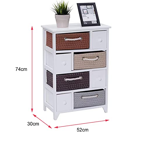 Ruication Bedside Table Bathroom Cabinet Wicker Woven Baskets Organiser Large Chest of Drawer Storage Unit Nightstand Fully Assembled for Bedroom Living Room Bathroom Hallway (8 Drawers) - Image 3