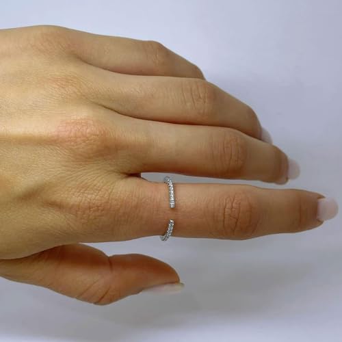 0.12 Ctw Natural Diamond Open Wedding Band for Women Sterling Silver Diamond Open Stackable Band Ring Size 4-12 (0.13 ctw, G-H Color, I2-I3 Clarity)3