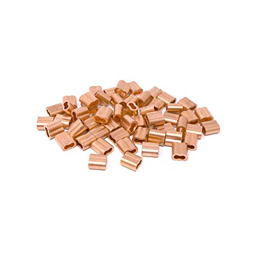 SwageRight MIL-SPEC Copper Swage Sleeves Clip & Ferrules (1/16 inch) Oval Duplex Wire Rope Cable Crimping Loop Fittings (Pack of 300)