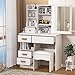 Karelwui Makeup Vanity Desk with 5 Drawers & Shelves, Sliding Mirror, White