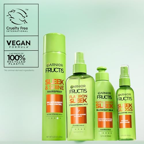 Garnier Fructis Sleek & Shine Hairspray, Provides 24-Hour Anti-Humidity and Frizz Control, Extra Strong Hold, Infused with Bamboo Extract for Ultra-Smooth Hair, 8.25 oz, 3 Count (Packaging May Vary) - image 8