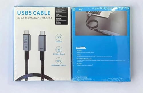 Image of Tobo 2M USB C Thunderbolt 5 Cable, 80Gbps Bandwidth, 80Gbps Date, 2 Meter 8K 4K Video Sync Display, 240W Fast Charging, Fully Compatible with Thunderbolt 4 /3, Type USB-C, USB4 TD-1592CC