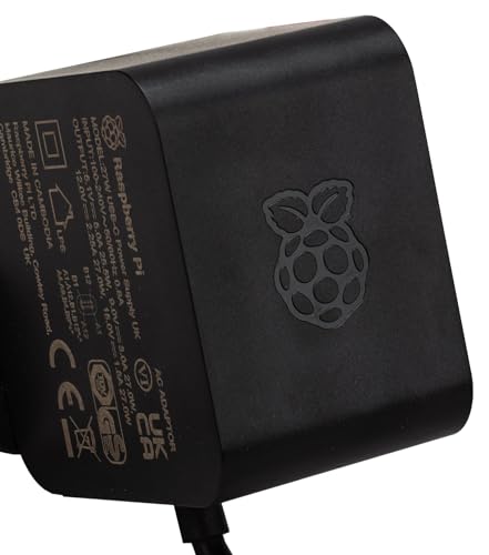 Alimentatore Ufficiale Raspberry Pi 5 Usb-C Da 27 W, Usb-C Power Supply, Nero