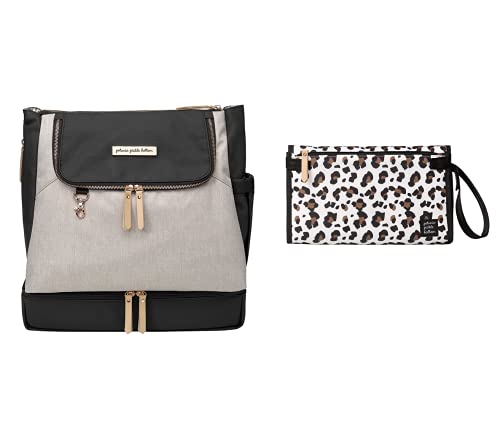 Image of Petunia Pickle Bottom - Pivot Backpack (Sand/Black) + Diaper Clutch (Leopard) Bundle