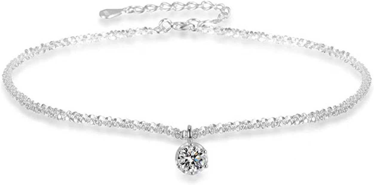 Bohemian Crystal Drop Anklet Silver Anklets Bracelet Adjustable Summer Beach Anklet Foot Chain Jewelry for Women and Girls Gifts - Image 5