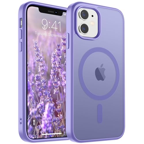Image of SUPFINE Magnetic for iPhone 11 Phone Case(Compatible with MagSafe)(Military Grade Drop Protection) Slim Translucent Matte Shockproof with Anti-Fingerprint Phone Case,Purple