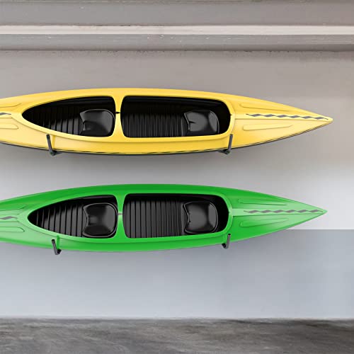 Image of WALMANN Kayak Storage Rack, Wall Mount Kayak Hooks for 3 Kayaks | for Garage, Utility Storage Hangers for Canoe, Surfboard, Skiis, Snowboard, Paddle Board, Ladders, Holds up to 50 lbs