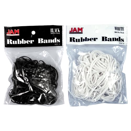 JAM PAPER Colorful Rubber Bands - Size 33 - Black & White Multi-Purpose Rubberbands - 200/Pack