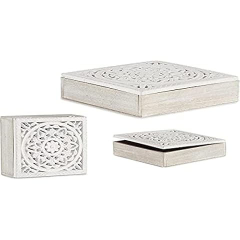 DKD Home Decor, Caja Decorativa Blanco Madera Cover