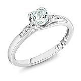 Gem Stone King 10K White Gold Sky Blue Aquamarine and Diamond Women Engagement Ring (0.44 Ct Round...