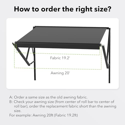 HBN RV Awning Fabric Replacement, 12'2" Fabric Length for 13' Awning, Heavy-Duty Vinyl, Weather Resistant, Universal Outdoor Canopy for RV, Trailer, and Motorhome Awnings - Black by HBN - Image 3