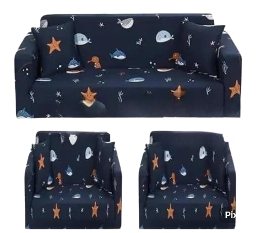 Image of HK Printed 5 Seater Sofa Cover Big Elasticity Cover Stretch Universal Sofa Slipcover 5 Seater (3 Seater Size 185-230cm and 1 Seater Size 90-145cm)