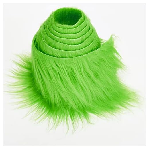 Shaggy Plush Faux Fur Fabric Precut Strips Fluffy Fuzzy Craft Fur for Gnomes Beard Hair Cosplay Costume Dwarf Decoration (Green, 2x60 inch)