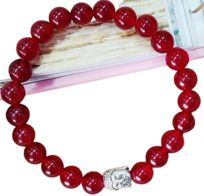 Ruby Stone Bracelet रूबी स्टोन ब्रासलेट Red Stone Braselet Beautiful Natural 22 Beads Ruby Beads Braslet Round Bracelet Manik Stone Bracelets ruby braslets for women with Buddha face