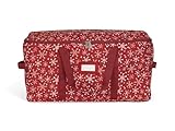Covermates Keepsakes Treasurekeeper Storage Bag - Carrying Handles, ID Window - Holiday Storage-Red Snowflake