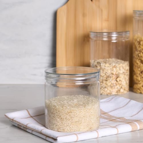 OHS Plastic Small Containers for Kitchen Storage Jars with Lids Airtight Dishwasher Safe Pantry Organisation Coffee Rice Pasta Cereal Sugar Tea Bags