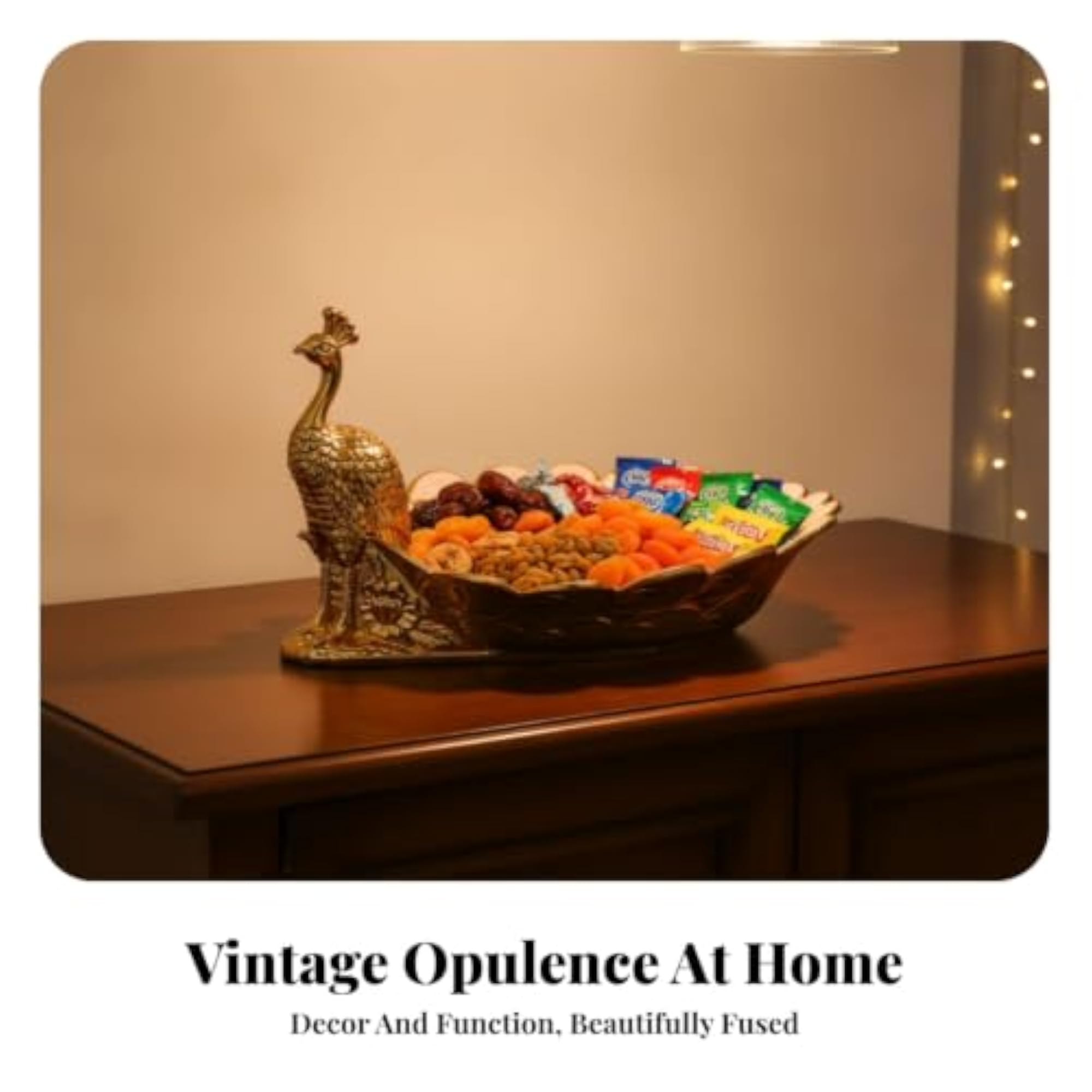 Glossy Decorative Fruit Tray, Peacock Design