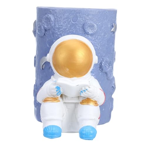 Abaodam 宇宙飛行士フィギュア樹脂製ペン立て おしゃれなデスクトップ収納 宇宙テーマ筆筒 誕生日プレゼント向け収納力あるデスク飾り
