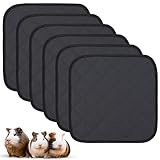 DR.DUDU 6 Pcs Guinea Pig Cage Liner, Washable Guinea Pig Bedding, Reusable Super Absorbent Waterproof Small Animal Mats & Non-Slip Pee Pads for Hamster Rabbit Hedgehog Gerbil 12'x12' (Dark Gray)