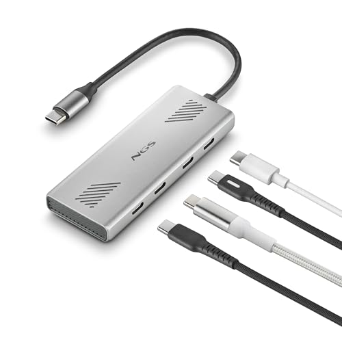 Hub USB-C 4 en 1 adaptador multipuerto para PC Mac tablet con 4 puertos USB 3.0 NGS 6