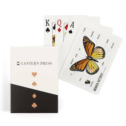 Lantern Press naipes de póker mariposa monarca 52 cartas