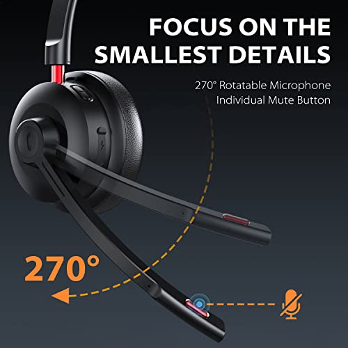 Tribit Wireless Headset With Microphone, Bluetooth 5.0 Cell Phone Headphone Qualcomm Qcc3020, Ai Noise Canceling & Cvc 8.0 For Home Office, Mute Button 50H Talk Time, Usb-A Dongle For Pc, Callelite81 #TOP5