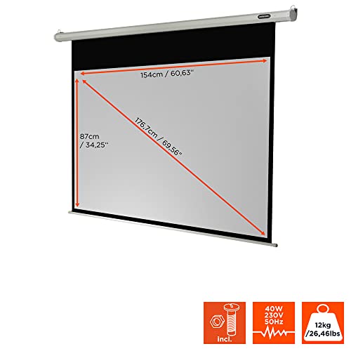 celexon Economy Motor-Leinwand 70 | 160x90 cm 16:9 | elektrische 4K,Full-HD Beamer-Leinwand f&uuml;r B&uuml;ro-Pr&auml;sentationen & Ihr Heimkino | zur Wand- und Deckenmontage | inkl. Fernbedienung