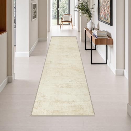 FXRHLP 2.6x10 Washable Runner Rug:Modern Abstract Indoor Soft Carpet Beige | For Hallway, Bedroom, Kitchen, Laundry, Bathroom,Door Mat,Modern Abstract,Machine washable,Non-Slip,Stain Resistant,Indoor