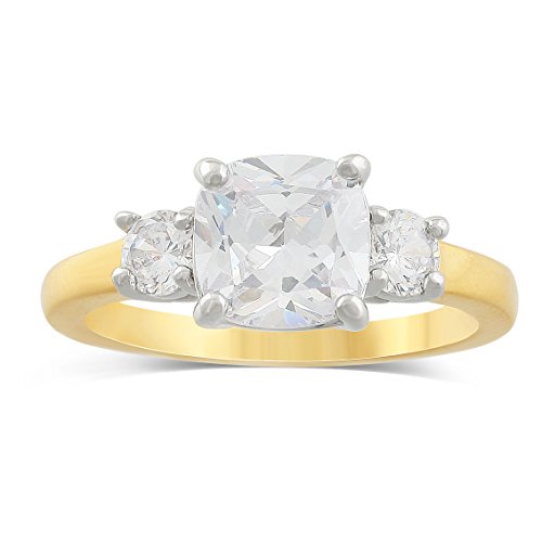 JanKuo Jewelry Royal Family Meghan Markle Inspired Cushion CZ 3 Stone Engagement Ring (8)