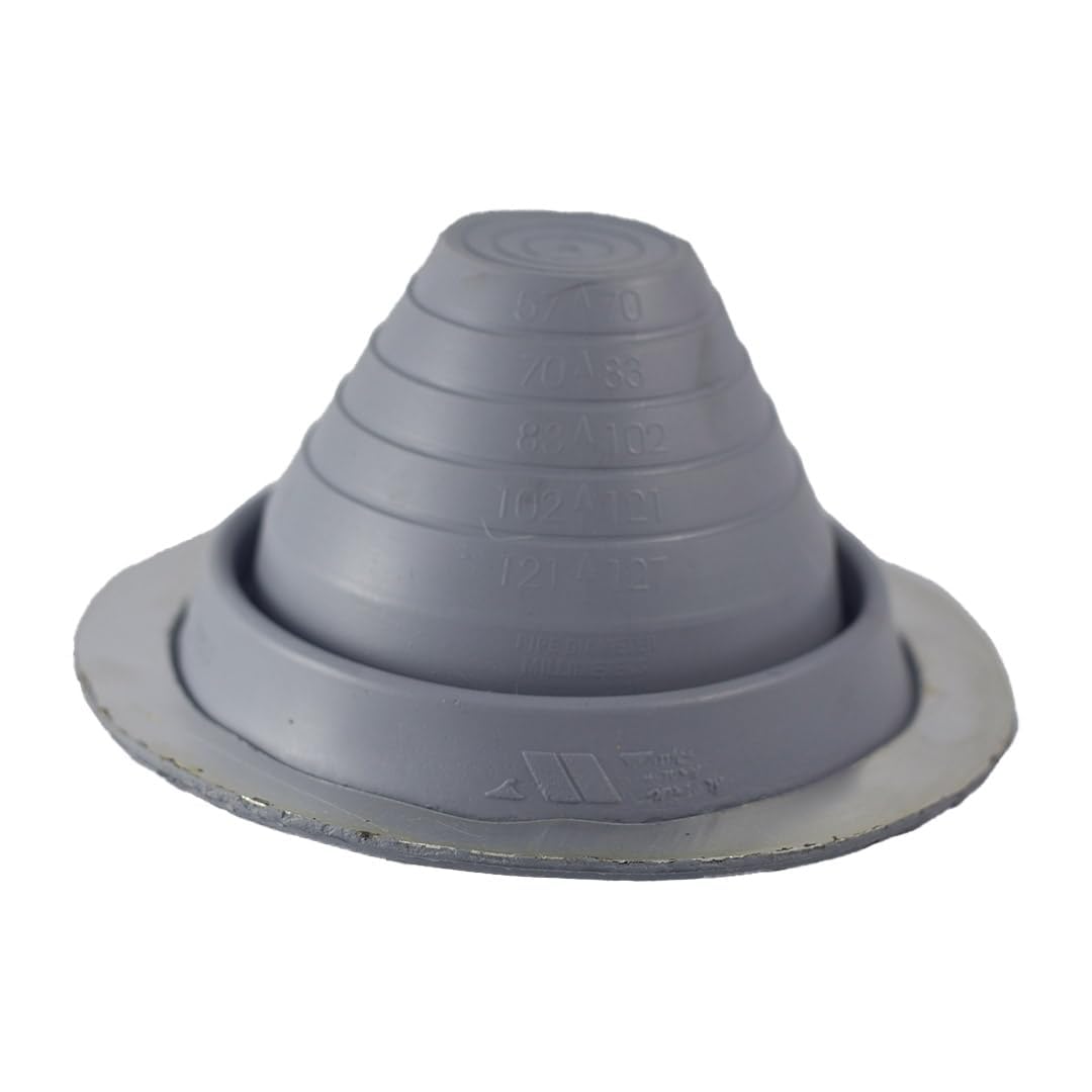 Metal Depot Orange #3 Gray EPDM Pipe Flashing Boot ¼" to 5" – Flexible Weather-Resistant Roof Pipe Seal for Metal Roofing Applications with Durable Aluminum Base
