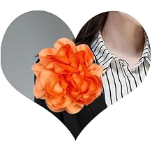 Dainty Fabric Rose & Camellia Flower Oversized Brooch Pins & Hair Clip - Large Lapel Pin, 4.3in/7.5in