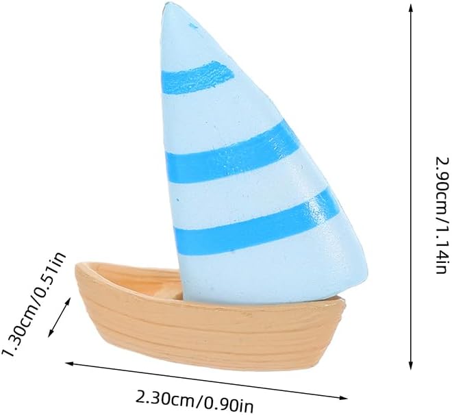 jojofuny 24PCS Miniature Sailboat Ornament: Mini Nautical Sailboat Model Fairy Beach Boat Figurine for Bookshelf Micro Landscape Decoration